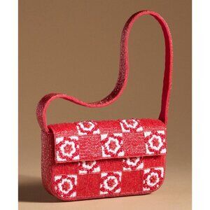 Anthropologie The Fiona Beaded Bag: Floral Edition Red White